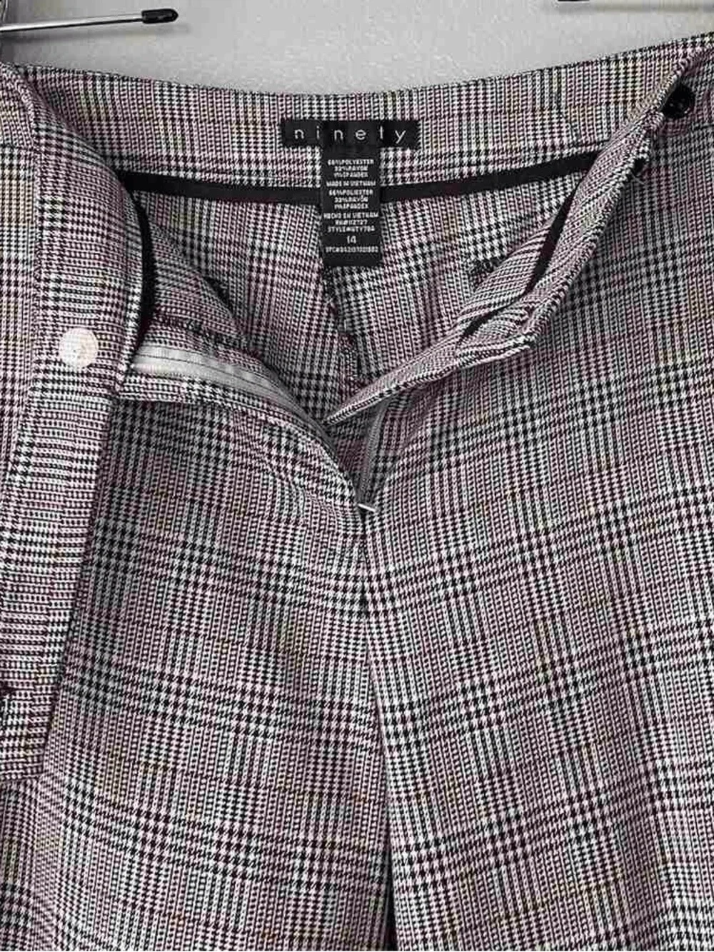 Plaid Boot-Cut Pants in Cream and Brown